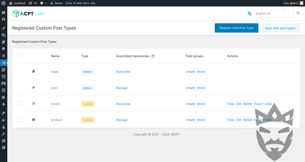 ACPT - Custom post Types Plugin for Wordpress 