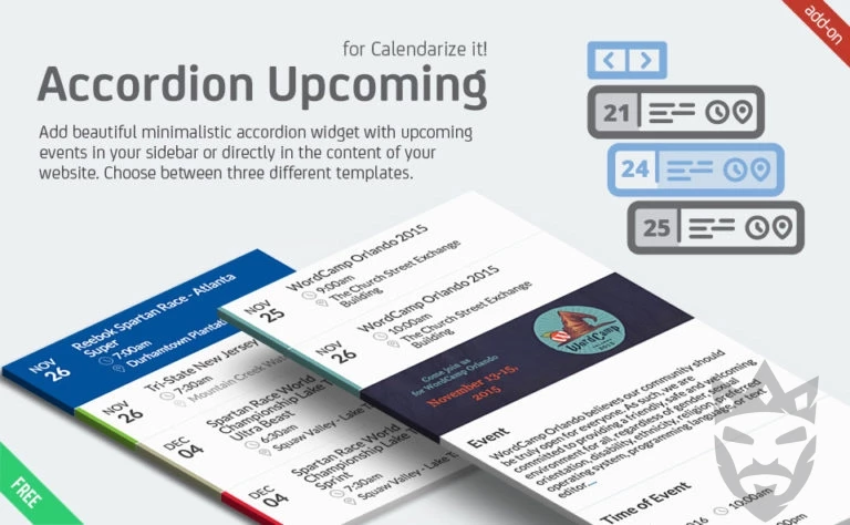 Accordion Upcoming Events for Calendarize it!