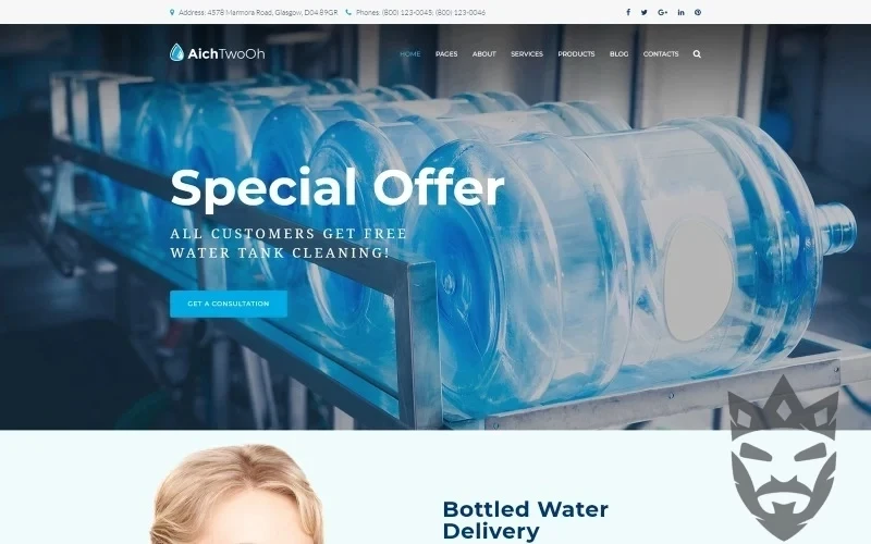 AichTwoOh - Water Delivery Service Responsive WordPress Theme