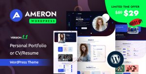 Ameron - Personal Portfolio or CV/Resume WordPress Theme