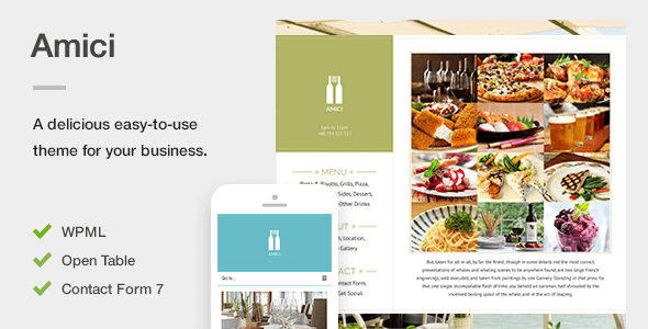 Amici - A Flexible  Responsive Restaurant or Cafe Theme for WordPress