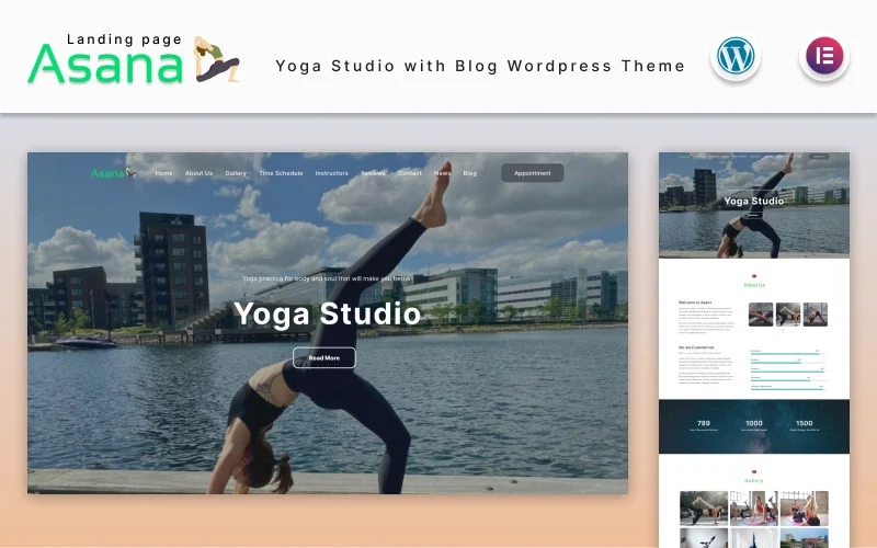 Asana - Yoga Studio Landing page with Blog WordPress Theme