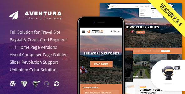 Aventura - Travel  Tour Booking System WordPress Theme