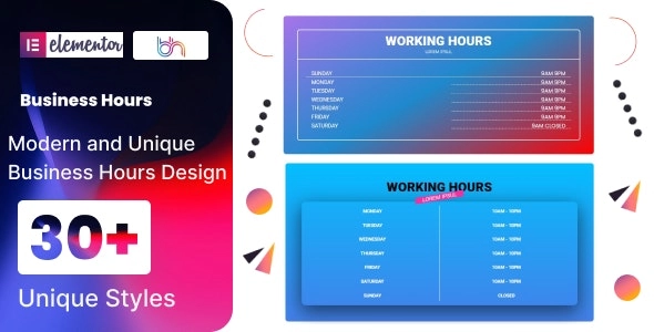 BWD Business Hours addon for elementor