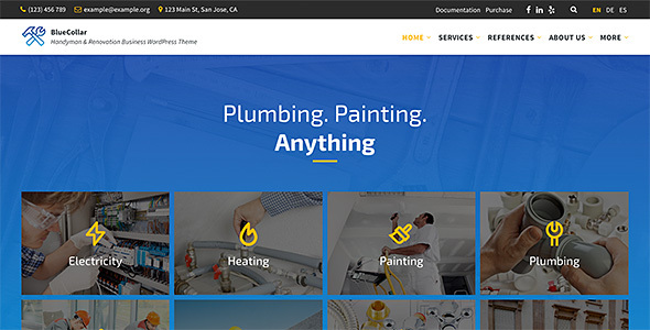 BlueCollar - Handyman  Renovation Business WordPress Theme