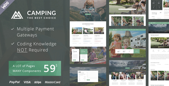 Camping Village - Campground Caravan Hiking Tent Accommodation WordPress Theme