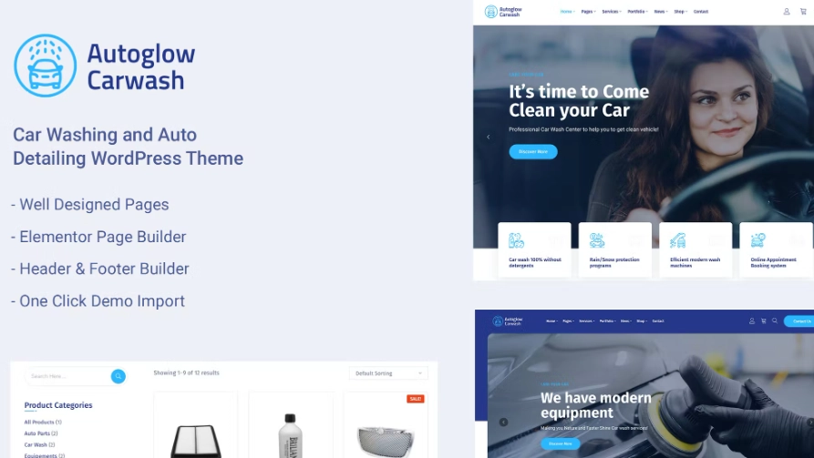 Car Wash Service WordPress Theme - Autoglow