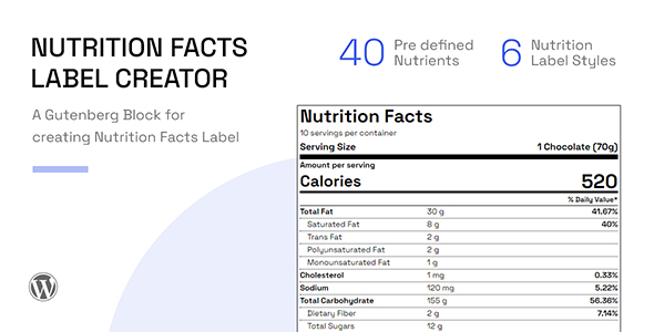 Nutrition Facts Label Creator (Gutenberg Block)