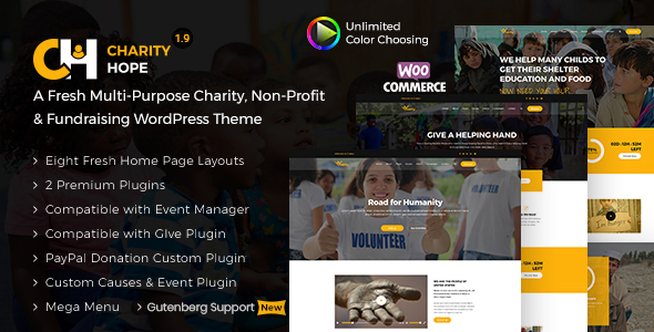 Charity Hope - Non-Profit  Fundraising WordPress Charity Theme