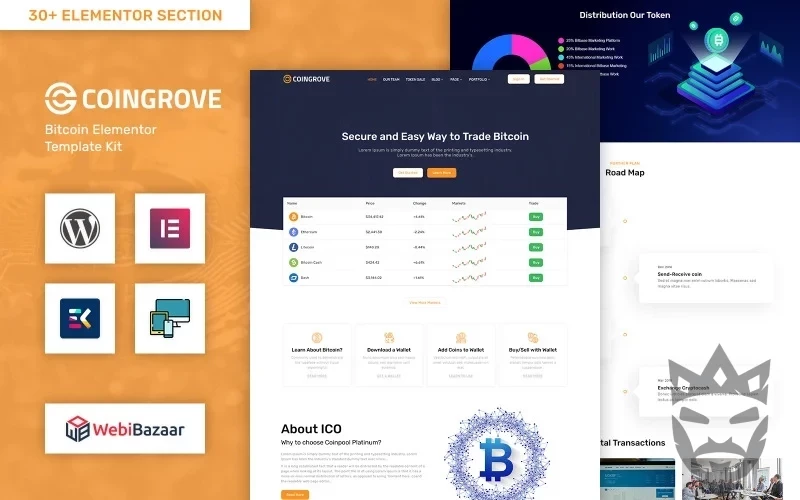 Coingrove - Bitcoin & Cryptocurrency Elementor WordPress Theme