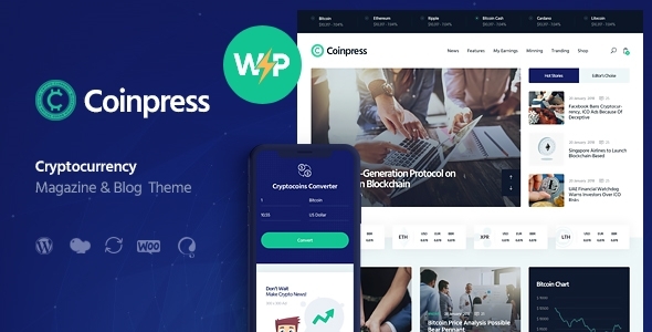 Coinpress | ICO Cryptocurrency Magazine  Blog WordPress Theme