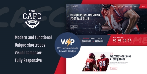 Conquerors | American Football  NFL WordPress Theme