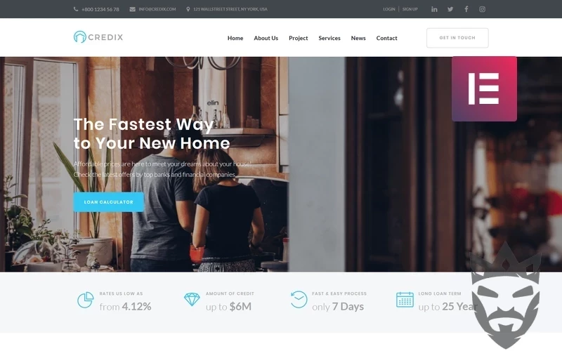 Credix - Finance Multipurpose Minimal WordPress Elementor Theme WordPress Theme