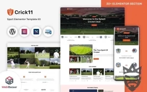 Crick11 - Sports Clubs & Events WordPress Elementor Theme WordPress Theme