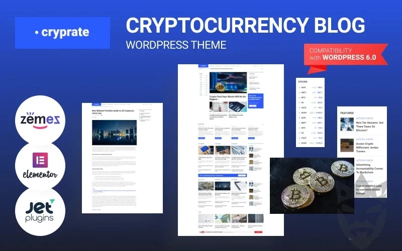 Cryprate - Cryptocurrency Blog WordPress Elementor Theme WordPress Theme