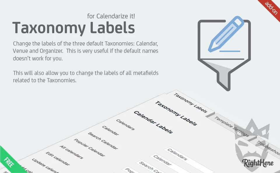 Custom Taxonomy Labels for Calendarize it!