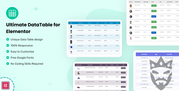 Datalentor - Advanced DataTable for Elementor