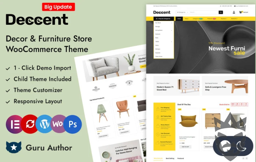 Deccent - Furniture and Home Decor Store Elementor WooCommerce Responsive Theme