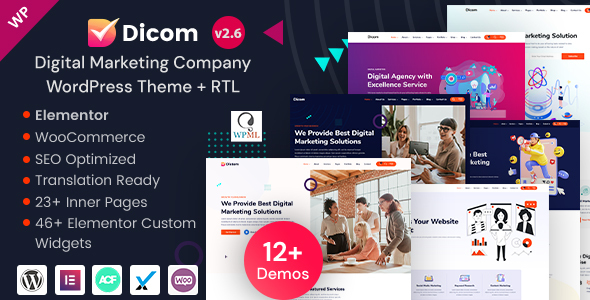 Dicom - IT Startup  SEO Marketing Services Elementor WordPress Theme