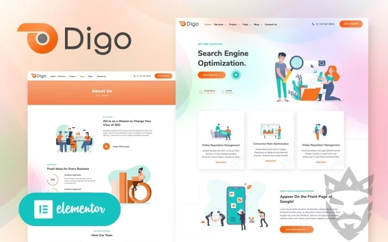 Digo - SEO and Digital Marketing Agency WordPress Elementor Theme WordPress Theme