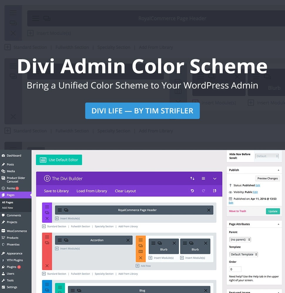 Divi Admin Color Scheme