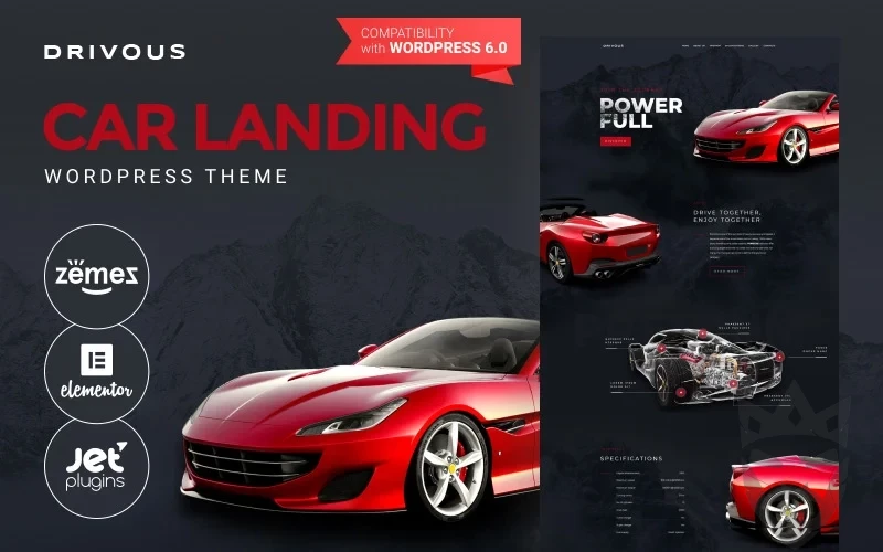 Drivous - Car Landing Responsive WordPress Elementor Theme WordPress Theme