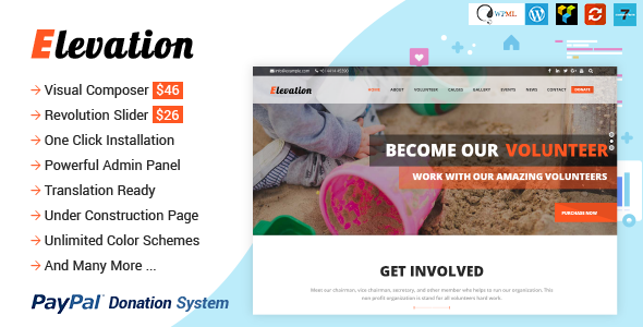 ELEVATION - Charity/Nonprofit/Fundraising WP Theme