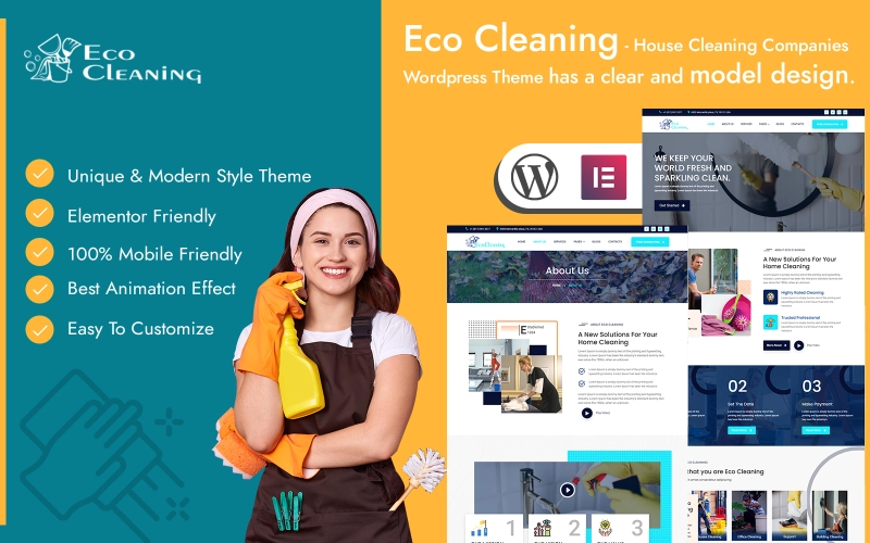 Eco Cleaning - House Cleaning Companies Wordpress Theme WordPress Theme