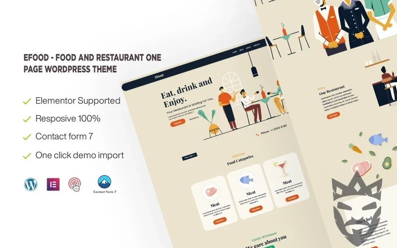 Efood - Food and Restaurant One Page WordPress Theme