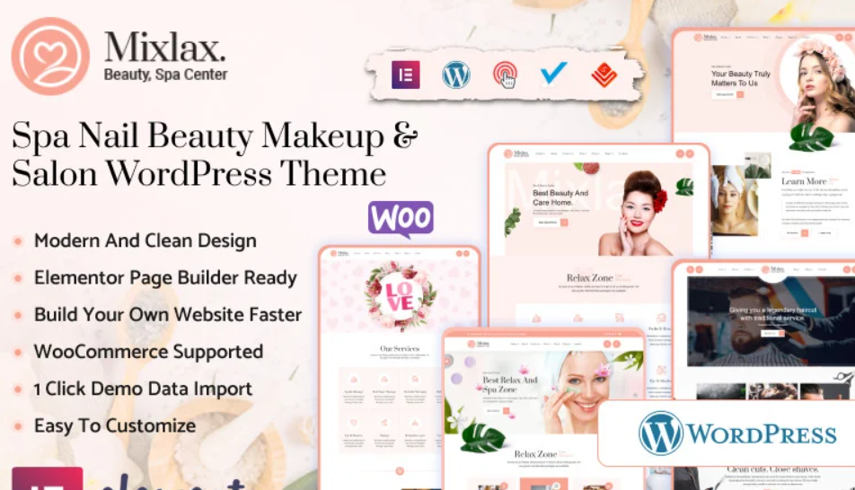 Mixlax - Beauty Spa Wellness Salon Makeup Shop WordPress Theme