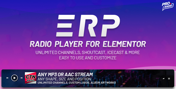 Erplayer - Radio Player for Elementor supporting Icecast