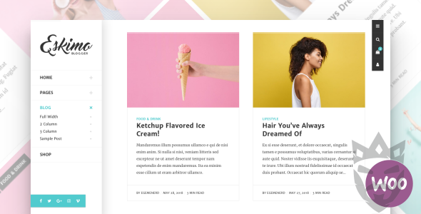 Eskimo - Minimal Personal WordPress Blog  Shop Theme