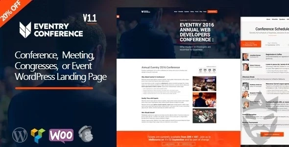 Eventry - Conference Meetup Landing Page WordPress Theme