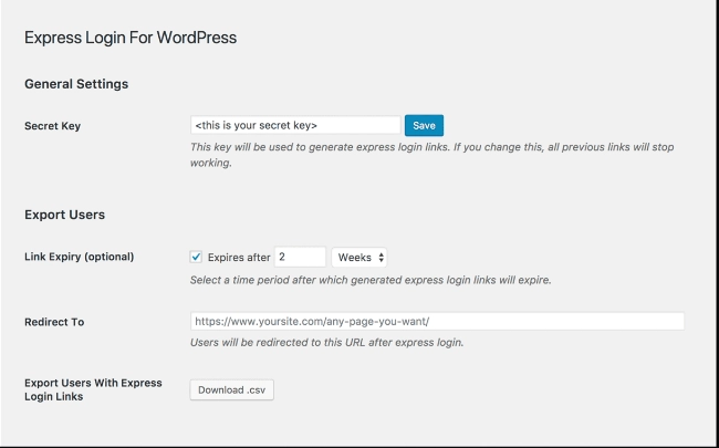 Express Login For WordPress