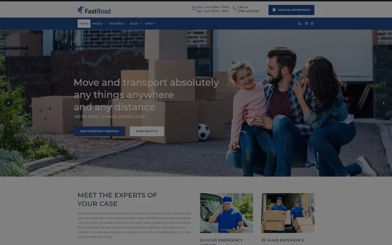 FastRoad - Moving Company Responsive WordPress Elementor Theme WordPress Theme