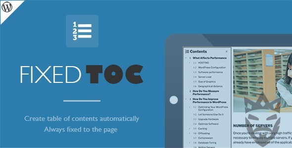 Fixed TOC - table of contents for WordPress(wp) plugin