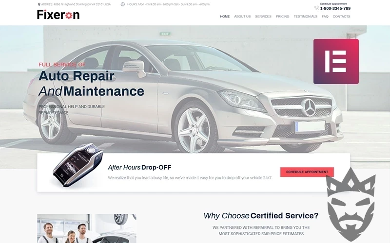 Fixeron - Car Repair WordPress Elementor Theme WordPress Theme