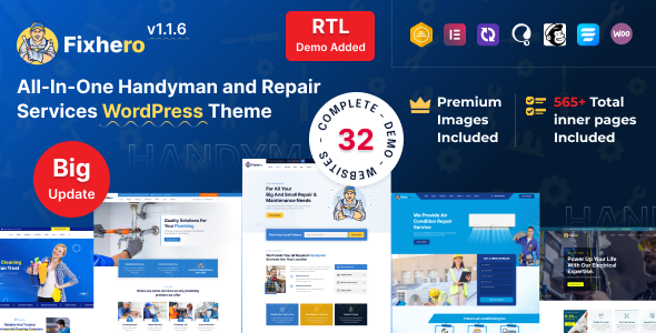 Fixhero - Handyman  Repair Services WordPress Theme