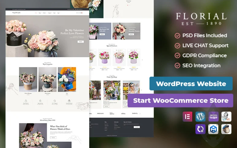 Florial - Flower  Decoration Best of Conversion-friendly WooCommerce Theme