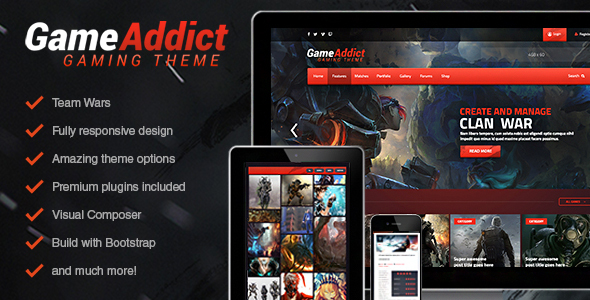 Game Addict - Clan War Gaming Theme