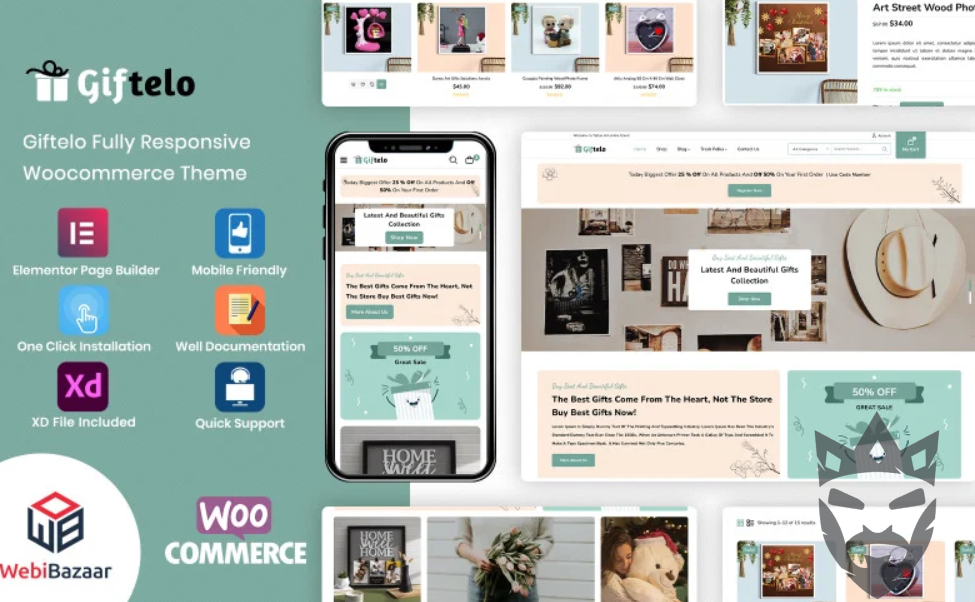 Giftelo - Handmade Gift  Photo Art Elementor WooCommerce Theme