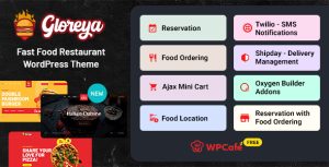 Gloreya - Food Ordering  Delivery Restaurant WordPress Theme