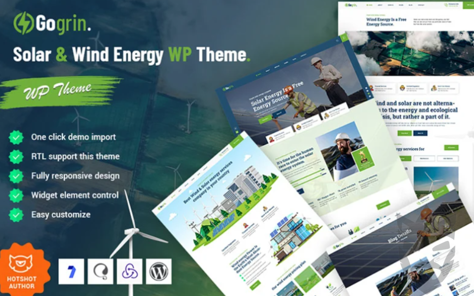 Gogrin - Solar  Wind Energy WordPress Theme