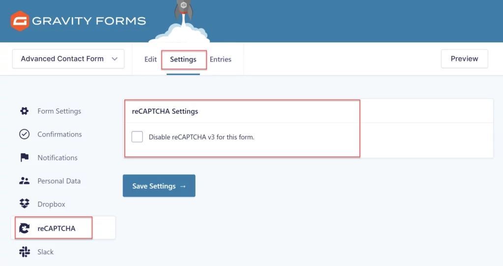 Gravity Forms reCAPTCHA