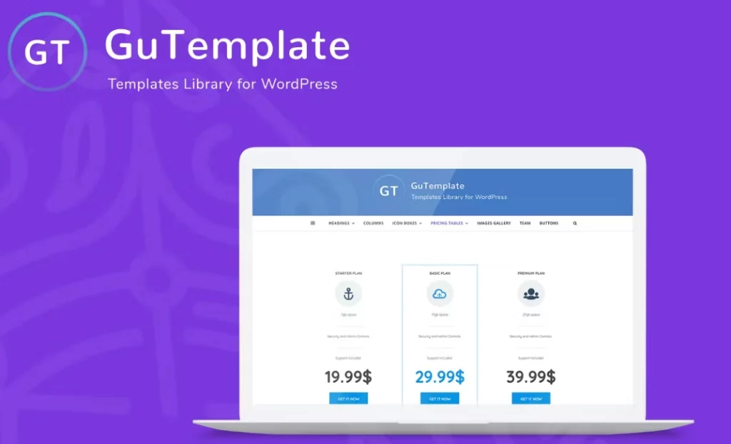 GuTemplate - Pro Templates Library for WordPress