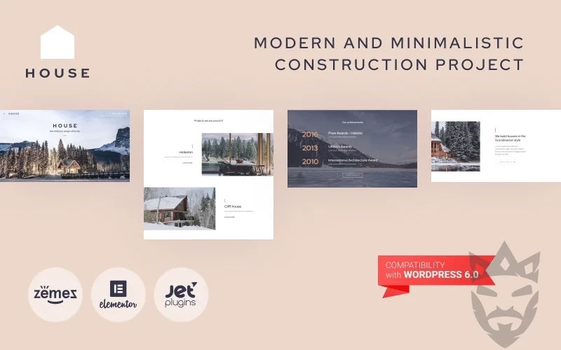 House - Modern And Minimalistic Construction Project Website WordPress Theme