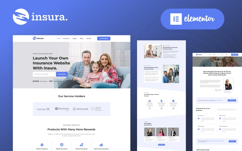 Insura - Insurance Company WordPress Elementor Theme WordPress Theme