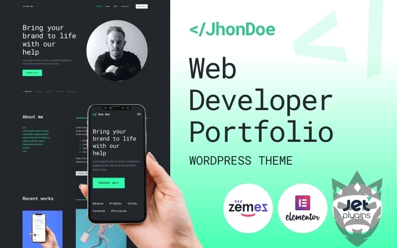 Jhon Doe - Contemporary Web Developer WordPress Theme