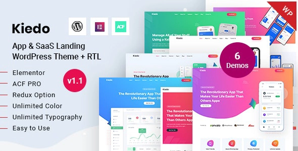 Kiedo - App & SaaS Landing WordPress Theme
