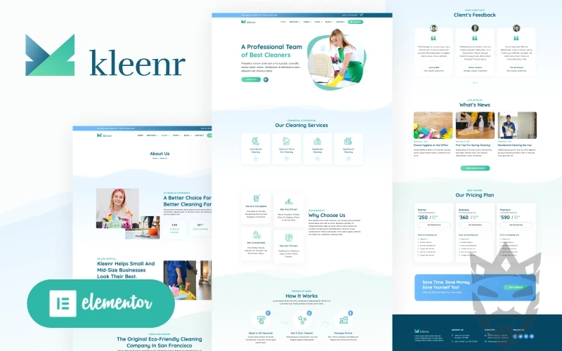 Kleenr - Cleaning Service Company Elementor WordPress Woocommerce Theme WordPress Theme